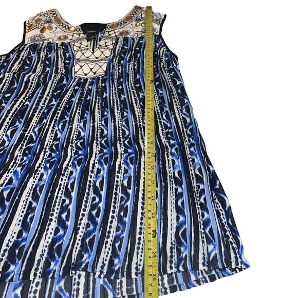 Alfani Blue & White Sheer Embroidered Tank Top - Size 8 - Picture 4 of 7